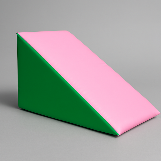 Large soft play triangle in pink and green